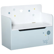 Panca Contenitore con Schienale in Legno per Bambini ¨C zephmum ¨C Azzurro 60x30x50 cm