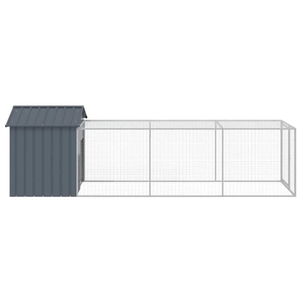 Recinto per pollaio con recinto per galline 117 x 405 x 123 cm in acciaio zincato antracite 02_0043947