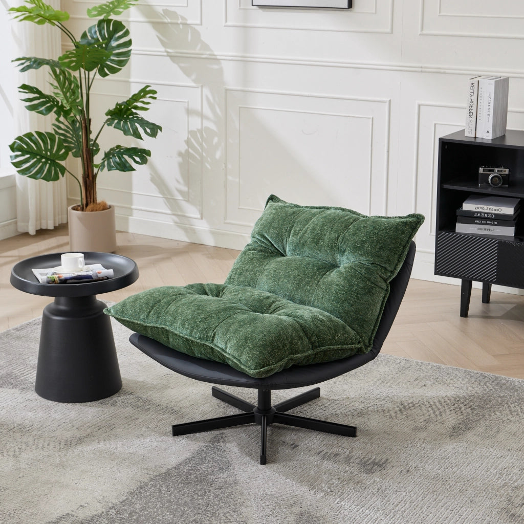POLTRONA girevole con schienale regolabile a 3 posizioni 72x60x44 cm verde scuro e nero