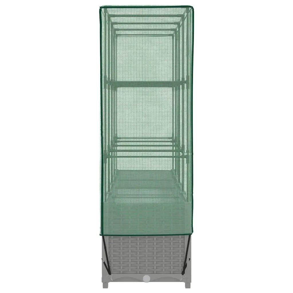 Fioriere | Cassetta per fiori | Letto Rialzato con Copertura Serra Effetto Rattan 160x40x138 cm