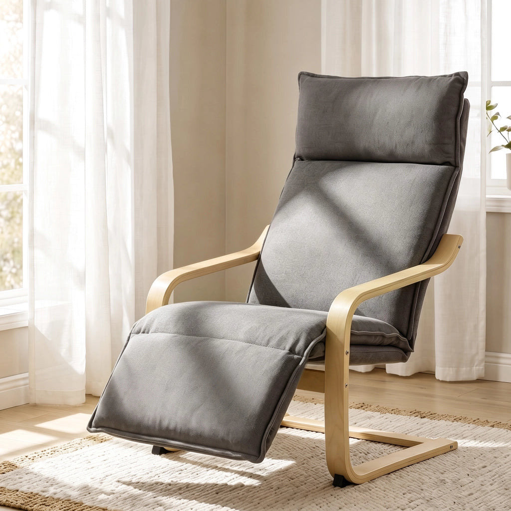 Poltrona da Camera con Poggiapiedi Ergonomico e Movimento Oscillante Grigio Scuro