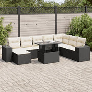 Set Divani da Giardino 9 pz con Cuscini Nero in Polyrattan 3326847