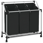 Portabiancheria con 3 Sacchi in Acciaio Nero cod mxl 48661