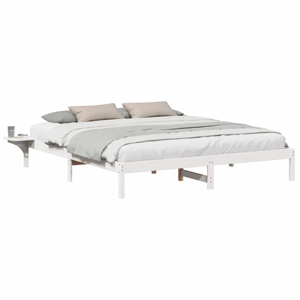 Struttura del letto Bianco 200 x 200 cm Pino massello 873176