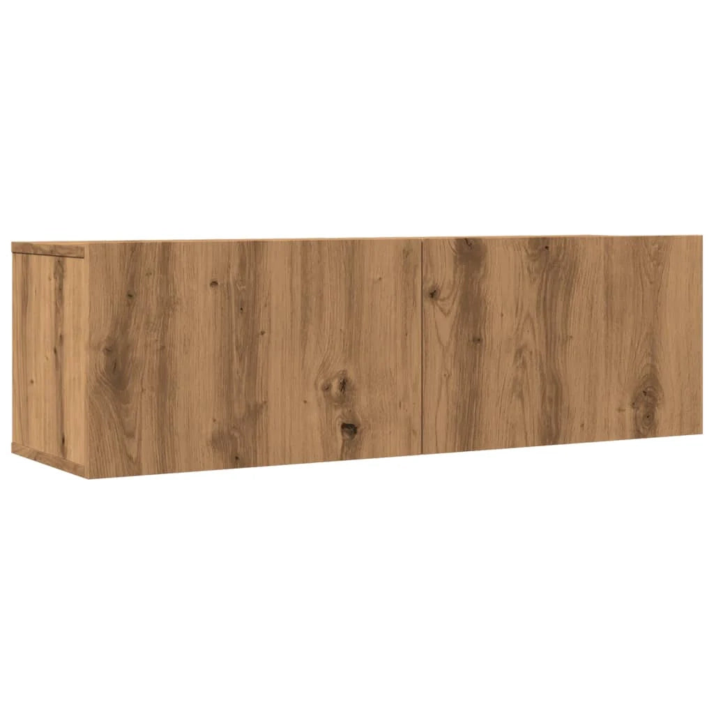 Mobile TV multimediale da parete mensola TV credenza TV per sala da pranzo soggiorno camera da letto 2 pezzi rovere lavorato a mano 100 x 30 x 30 cm marrone 02_0028977