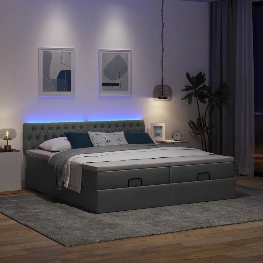 Struttura Letto Pouf con Materassi 200x200 cm in Tessuto 3312872