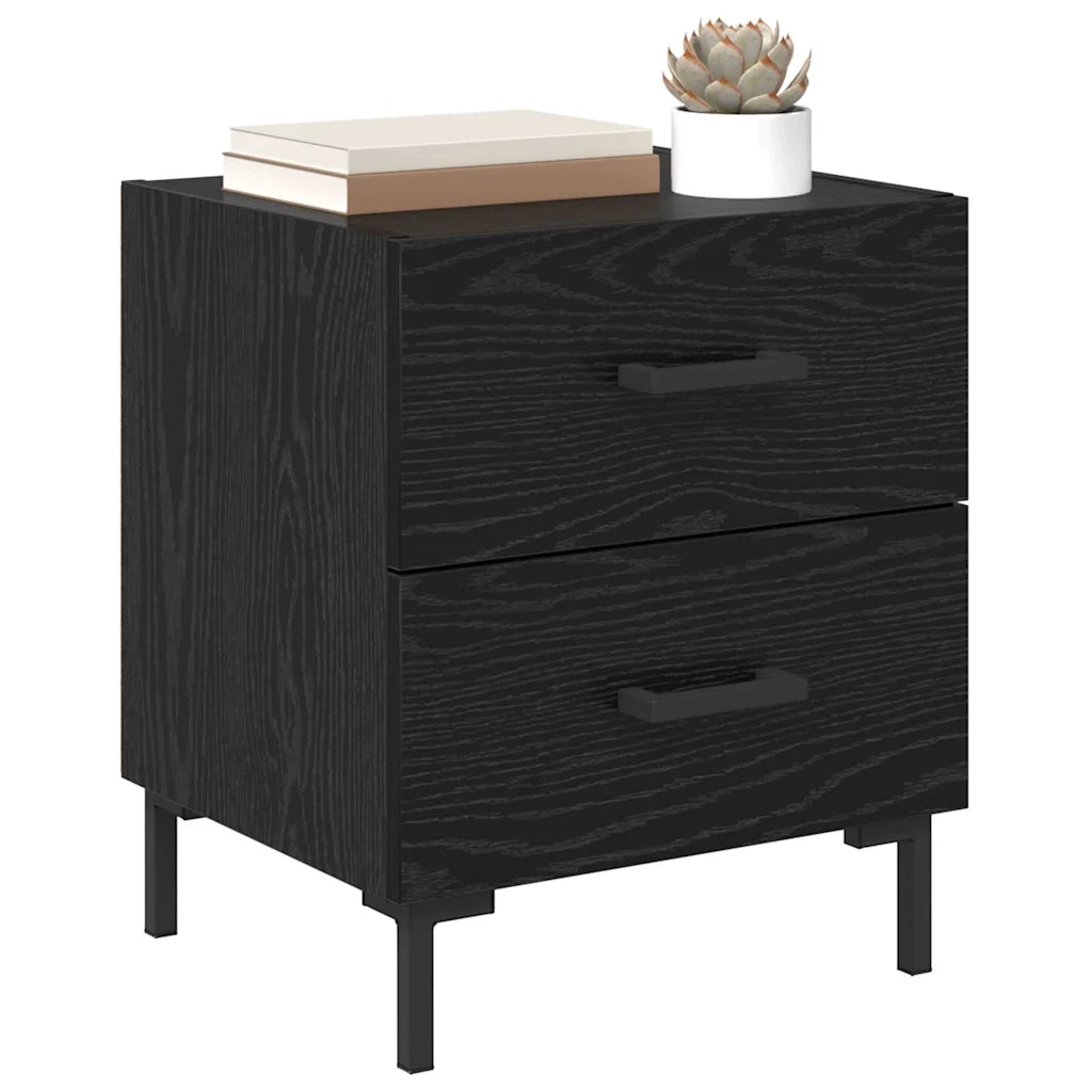 Comodino | Armadio da Notte | Mobiletto da notte con cassetto Rovere Nero 40 x 35 x 47,5 cm