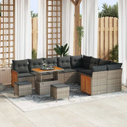 Set Divano da Giardino con cuscino 13 pcs Grigio polyrattan 3365298
