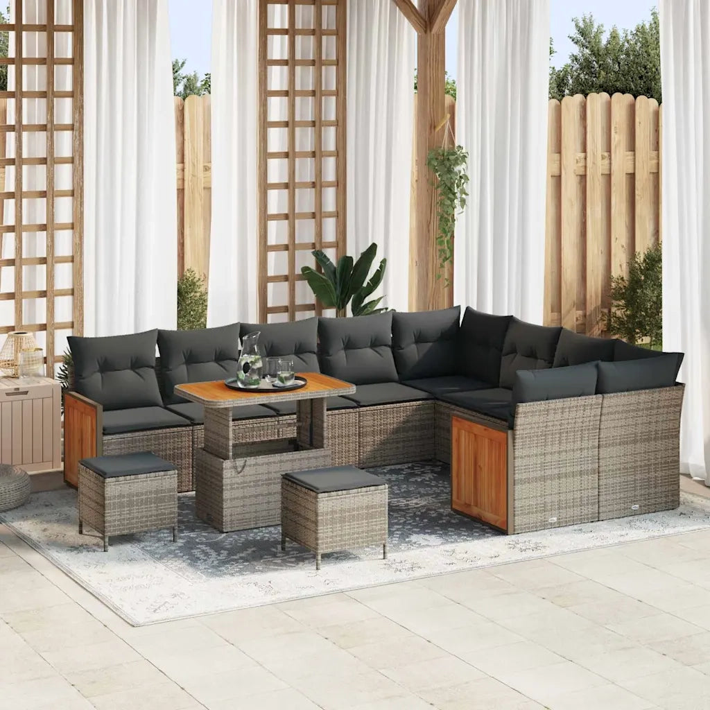 Set Divano da Giardino con cuscino 13 pcs Grigio polyrattan 3365298