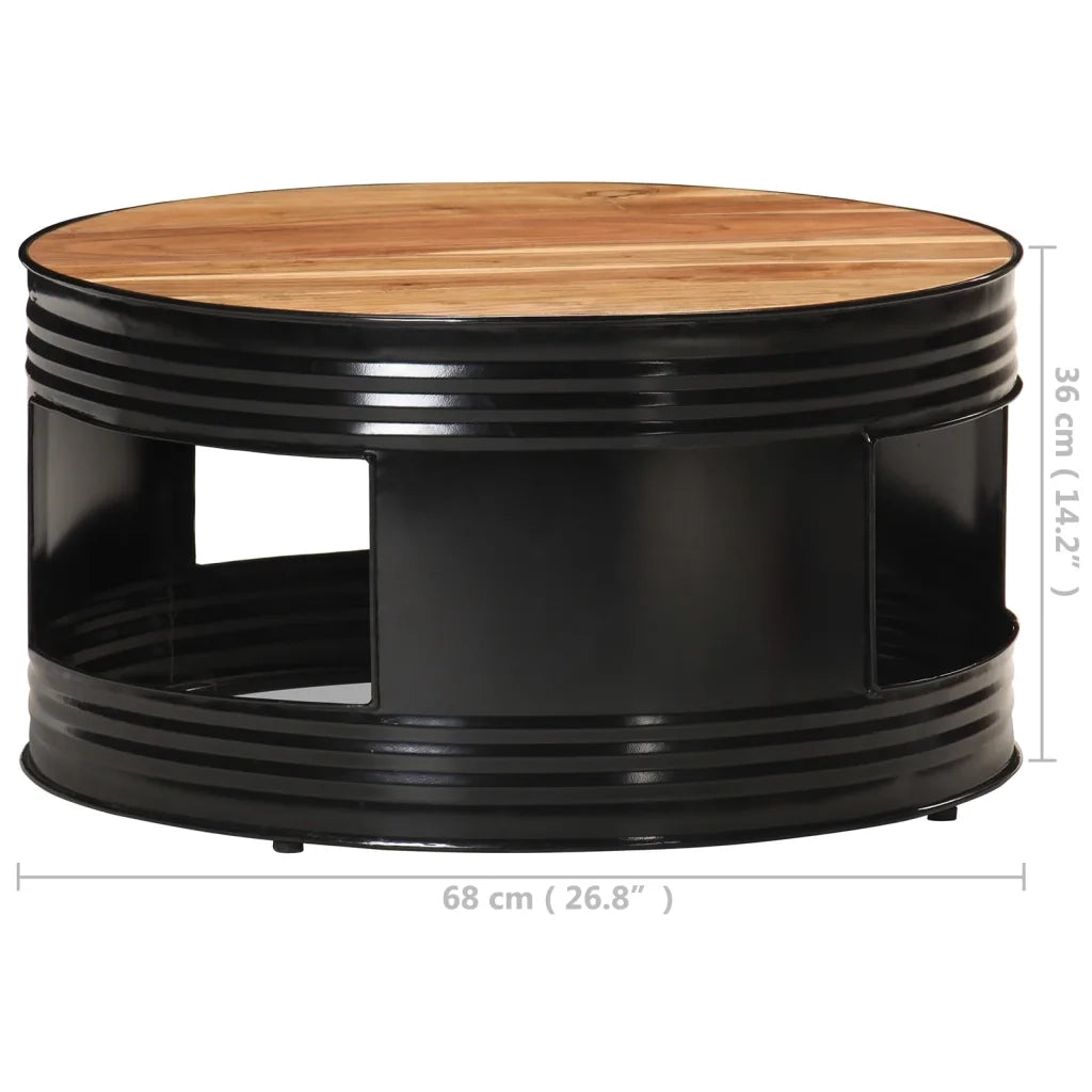 Tavolino da Salotto Nero 68x68x36 cm in Massello di Acacia 321933