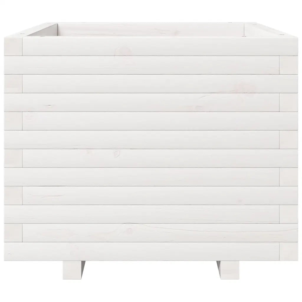 Fioriera da Giardino Bianca 60x60x49,5cm Legno Massello di Pino