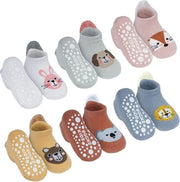 6 paia di calze antiscivolo per bambini con fondo in silicone per una presa sicura - adatti per 0-12 mesi/1-3 anni/3-5 anni - per bambini maschi e femmine