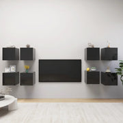 Mobili Porta TV a Parete 8 pz Nero Lucido 30,5x30x30 cm
