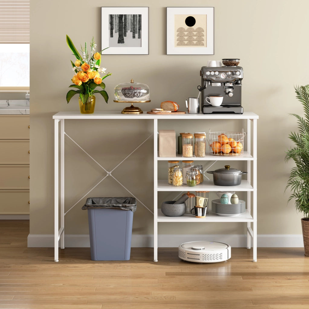 Tavolo organizer modulare in MDF e metallo bianco