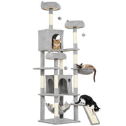 Albero per gatti con piattaforme e nicchie ¨C Zephmum ¨C Grigio 192 cm