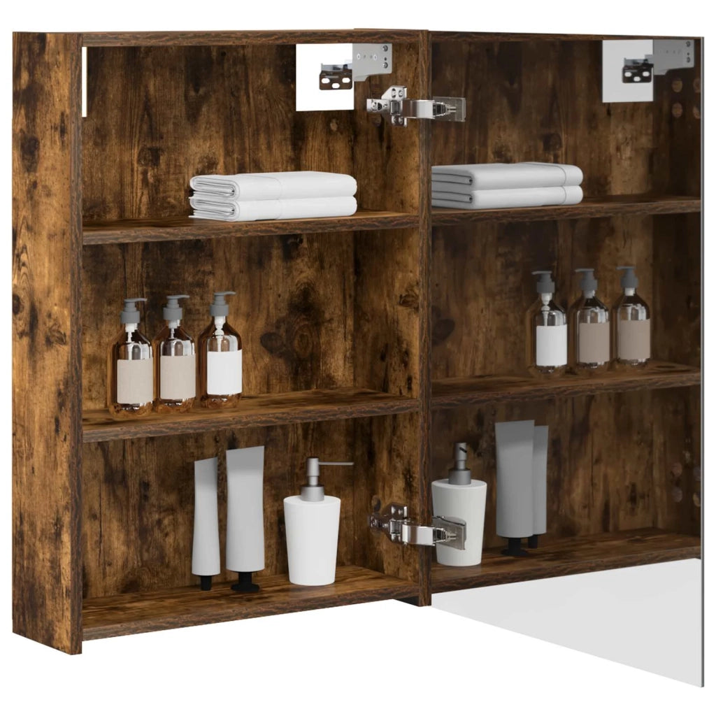 Mobiletto per specchio da bagno Rovere fumé 50 x 14,5 x 70 cm