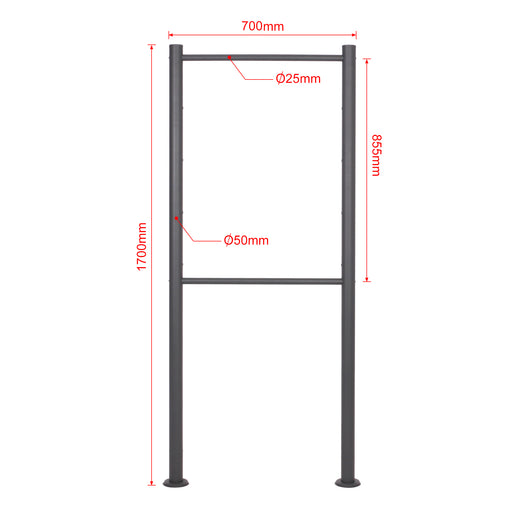 Telaio di supporto per 4 cassette postali singole, verniciato a polvere antracite, per condomini