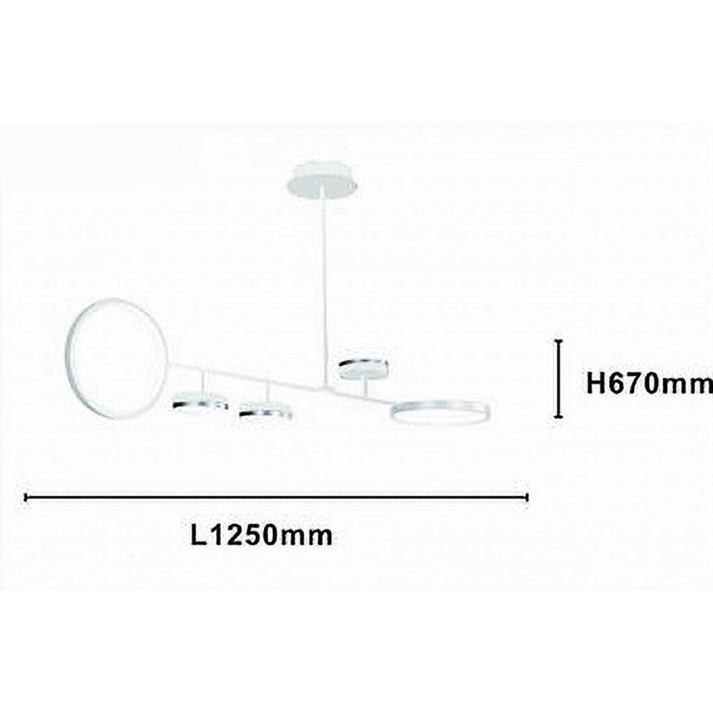 Trade Shop - Lampadario A Sospensione Led 37w Con 5 Cerchi Lampada Orizzontale Bianco Luce Fredda 71347 -