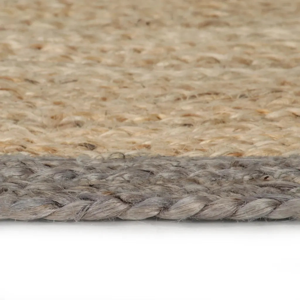 Tappeto Lavorato a Mano in Juta con Bordo Grigio 90 cm 133674