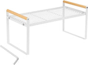 Organizzatore in metallo e legno per cucina - ripiano verticale - mobile - 35 x 21 x 20 cm - tavolo e cucina - bianco