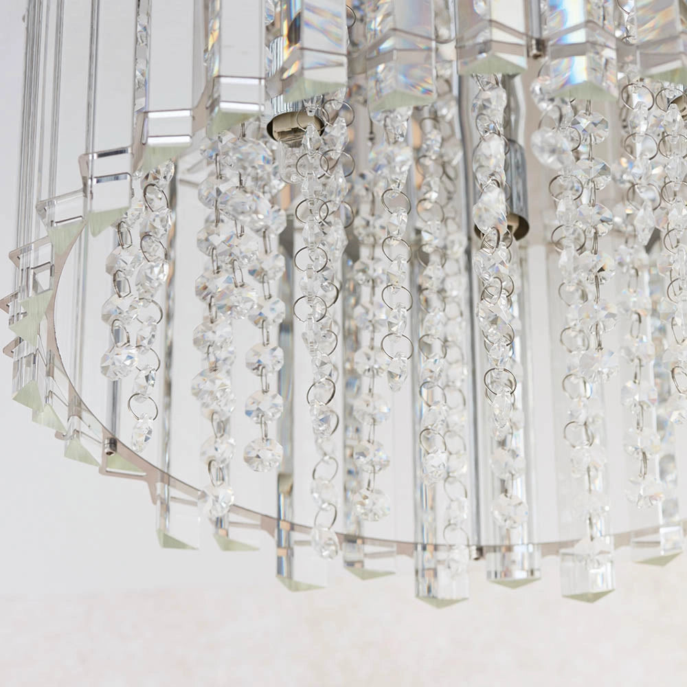 Plafoniera glamour rotonda cristallo gocce Hanna Endon 4xG9