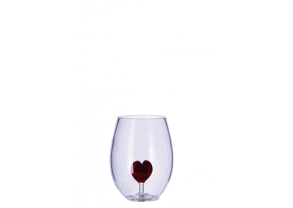 Bicchiere in vetro con figura 3d  cuore rosso