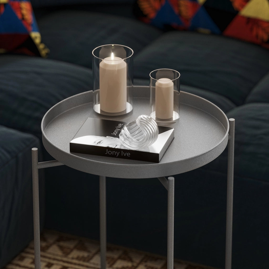 Tavolino in metallo "Sheby" 46 x 46 x 56 cm - Grigio