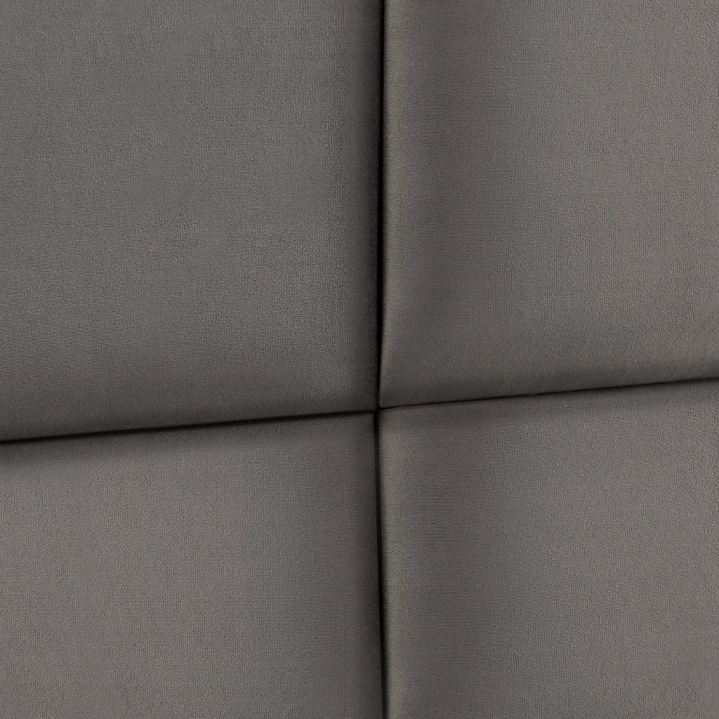 Set Carpino di 4 Pannelli Murali Imbottiti Rivestiti in Tessuto Velluto Grigio Scuro 30x30 cm [neu.haus]