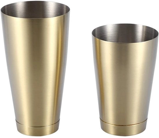 Set di Shaker in Acciaio Inossidabile per Cocktail - Ideale per la Miscela - Titanium Oro - Per i Baristi - 600/750 ML - Per Casa e Bar