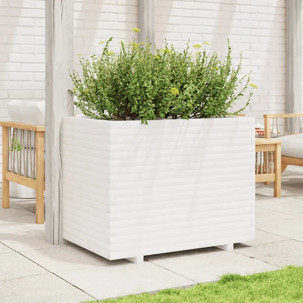 Fioriera da Giardino-Vaso da Esterno Bianca 90x60x72 cm Legno Massello di Pino