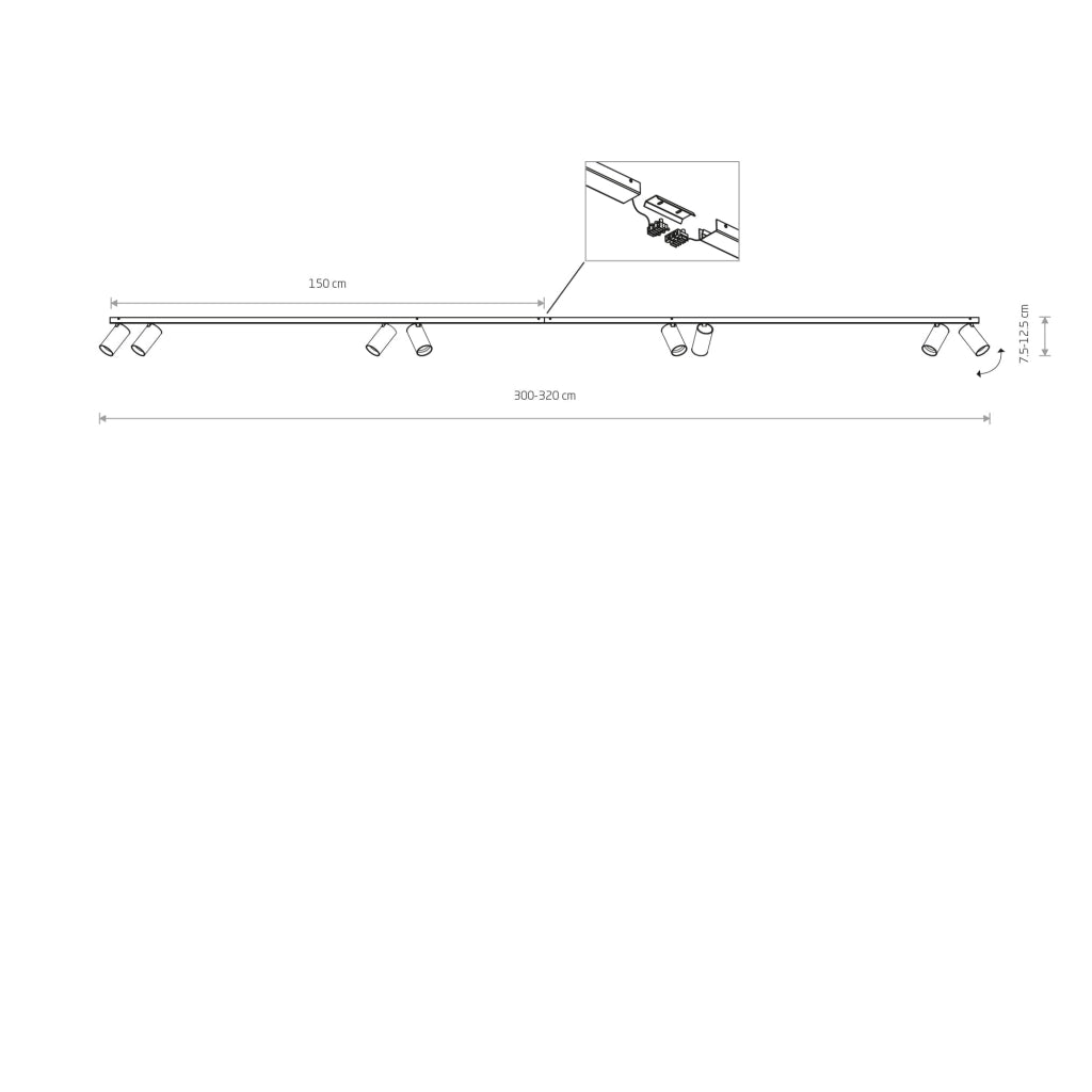 Plafoniera a barra Nowodvorski MONO 7698 8xGU10 nera
