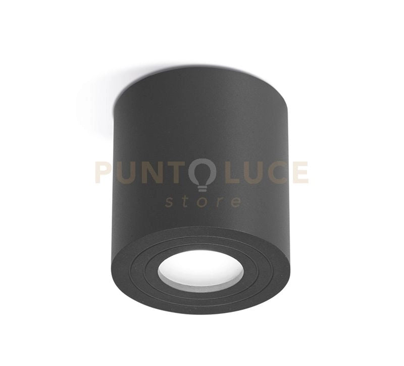 GES1074- PLAFONIERA ALLUMINIO GRIGIO ANTRACITE TONDA 1 LUCE ATTACCO GU10 D.9CM