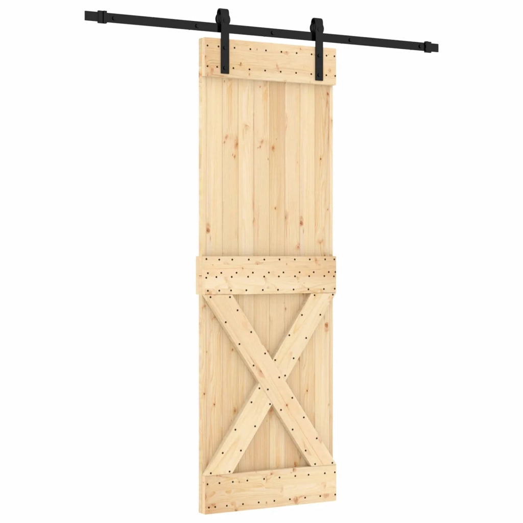 Porta scorrevole Naturale e Nero 70 x 210 cm 3444904