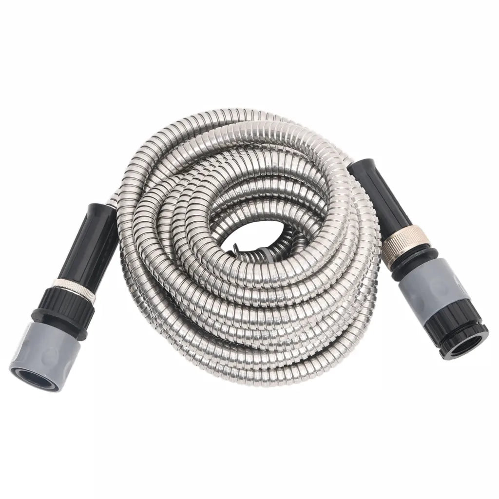 Tubo da Giardino con Ugello Spray Argento 0,6" 15 m in Acciaio 154511