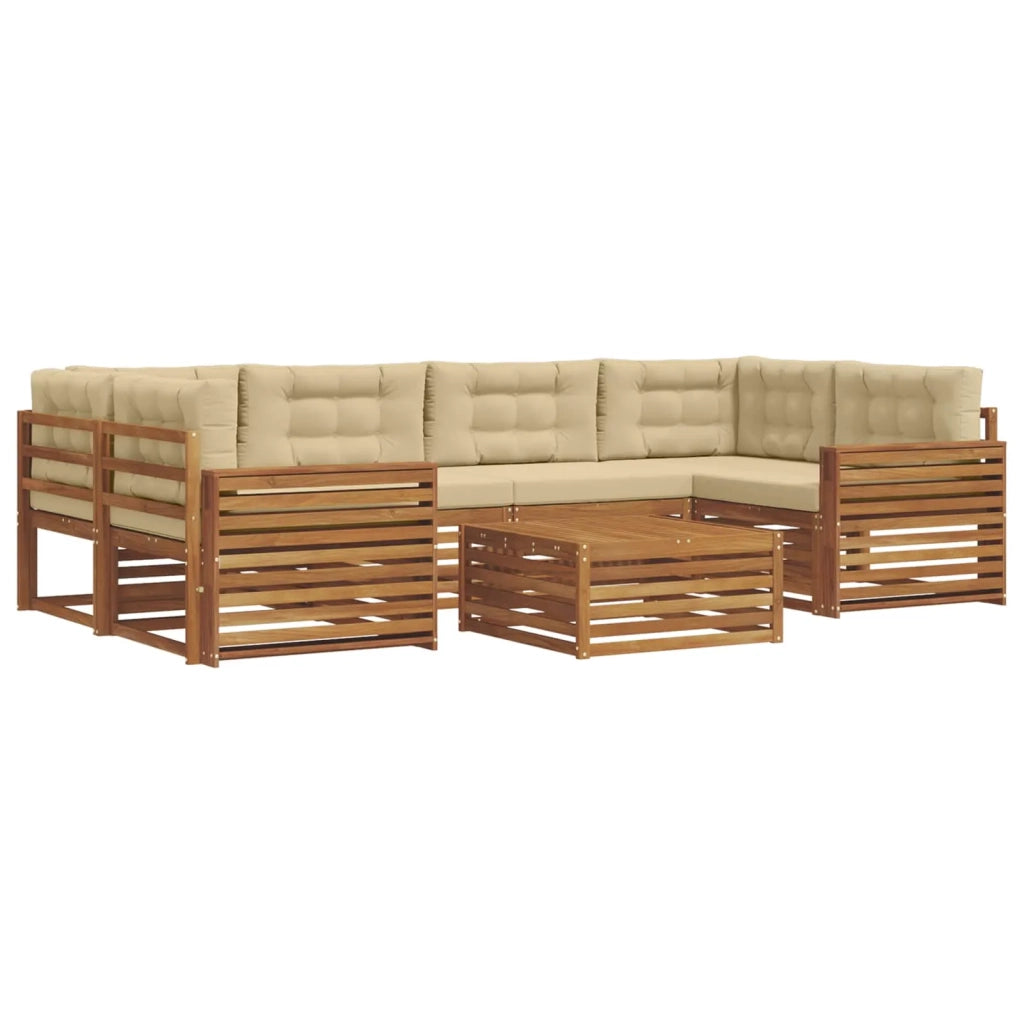Set di divani da esterno con cuscino 7 pcs Naturale e Beige
