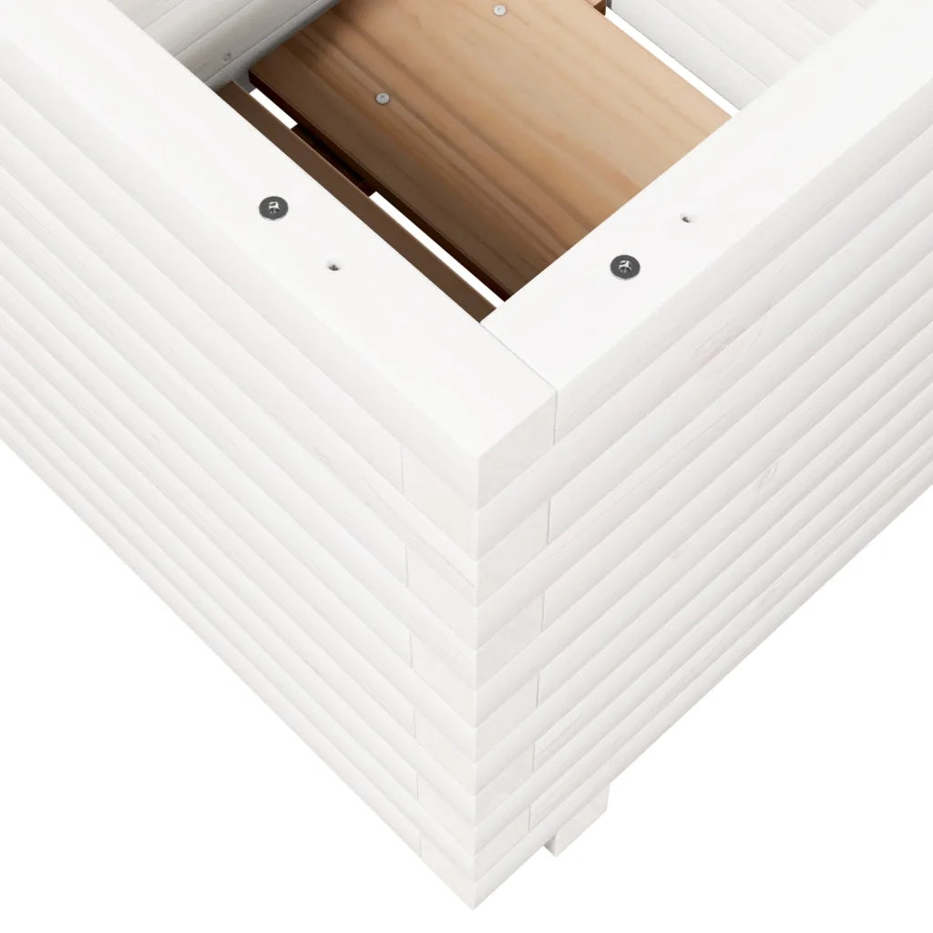 Fioriera da Giardino Bianca 50x50x49,5cm Legno Massello di Pino 3282515