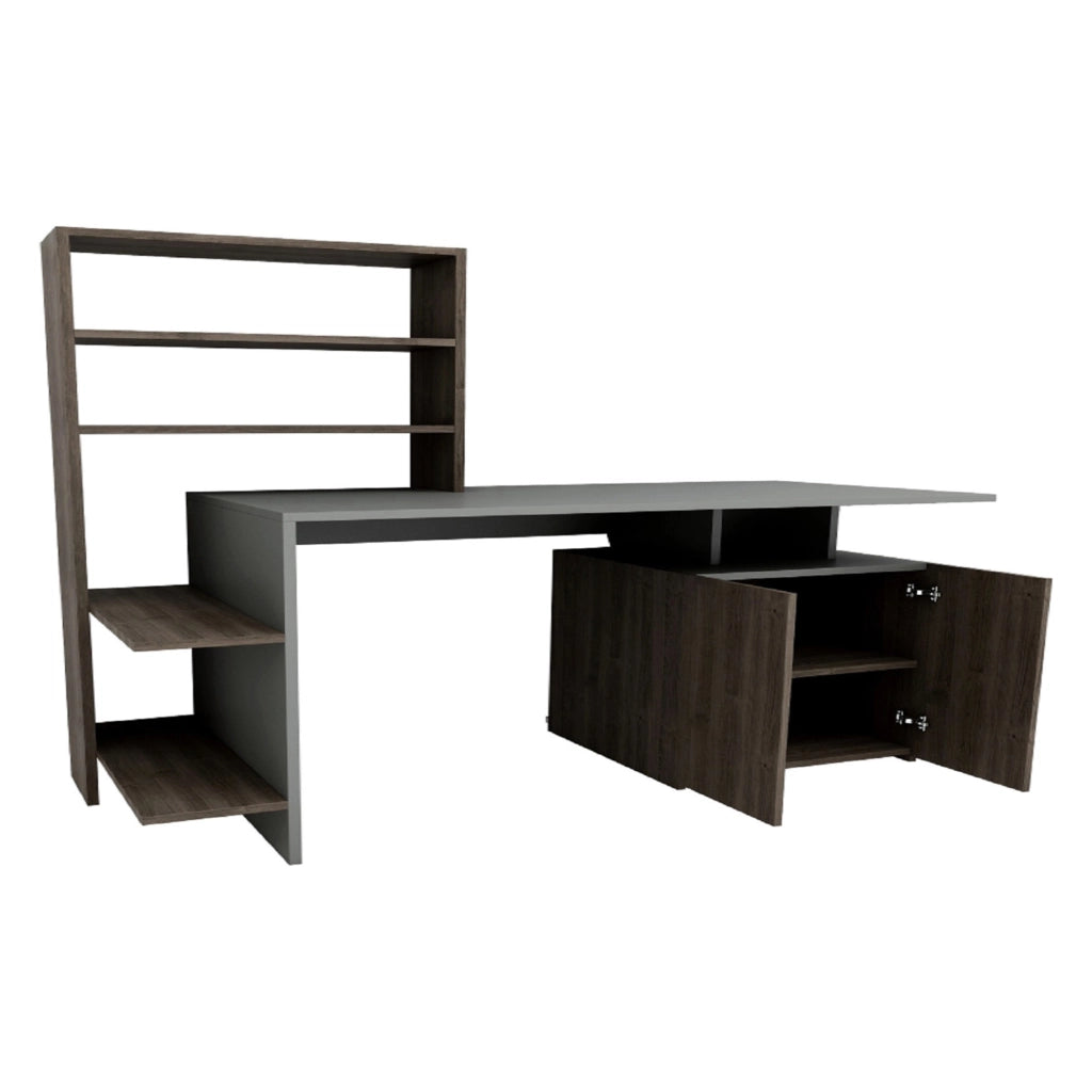 Recco, Scrivania 8 Ripiani, 146x60x74h cm Nero Antracite