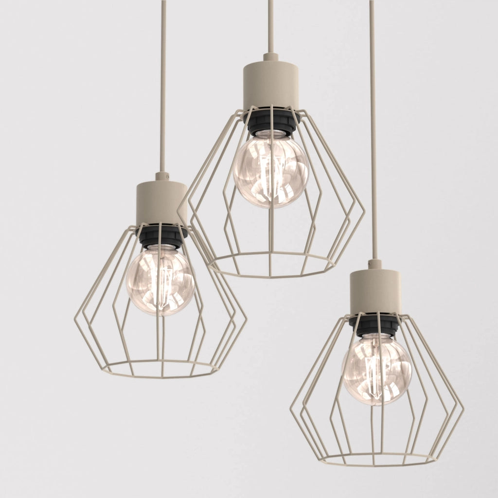 Lampada a sospensione Parkla 3 luci beige metallo E27