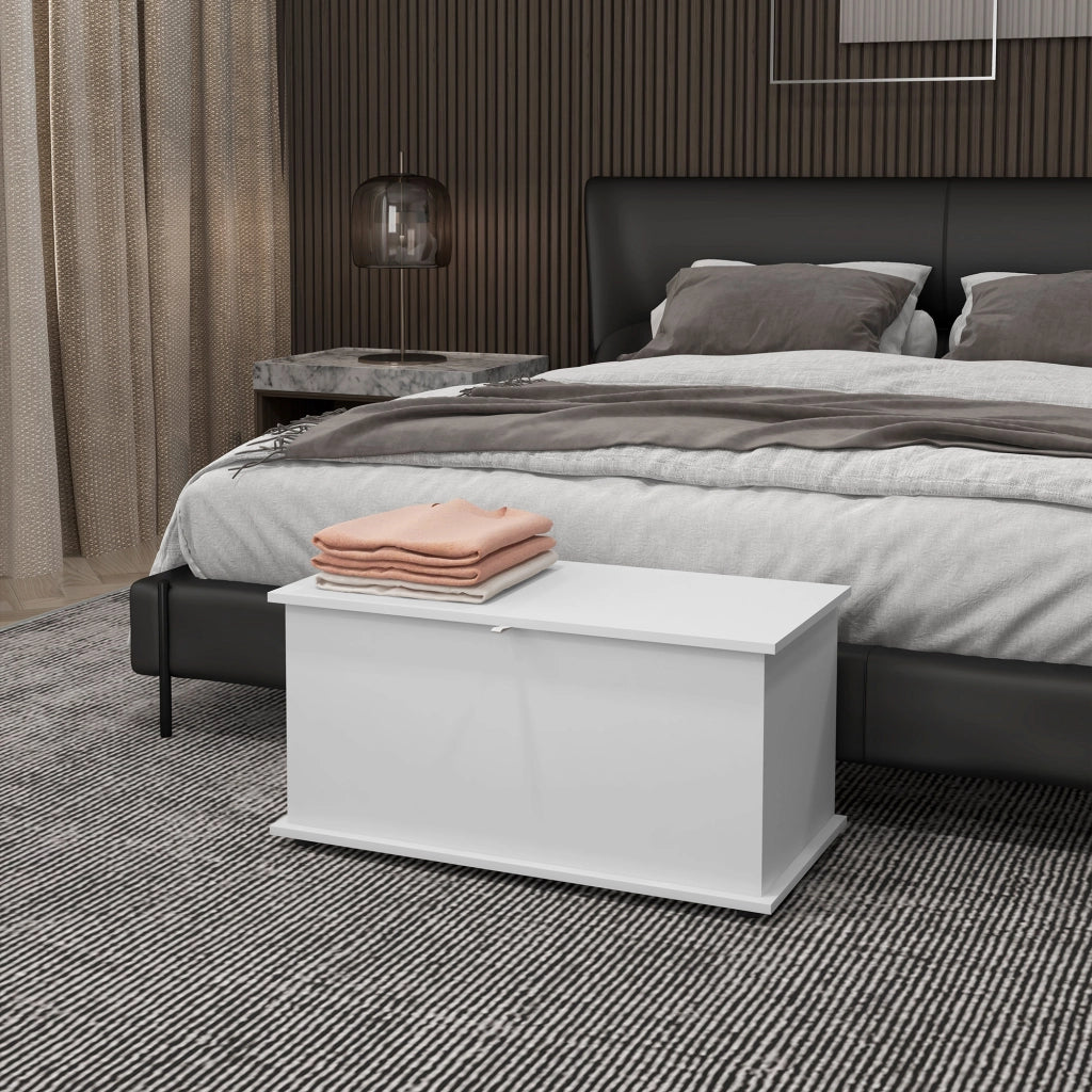 Panca Contenitore Multiuso in Legno per Camera e Ingresso, 80x40x40 cm, Bianco