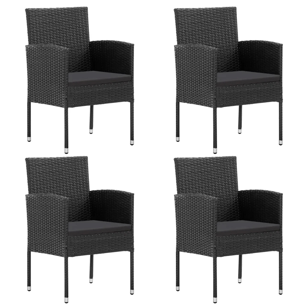 Set da Pranzo da Giardino 5 pz Nero con Cuscini in Polyrattan cod mxl 39376
