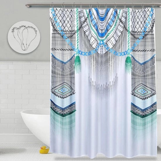 Set di tenda doccia boho-boerderij 183x183 cm, impermeabile, lavabile