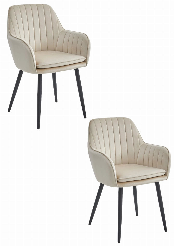 Valora LUGO Sedia Velluto Beige Gambe Nere x2