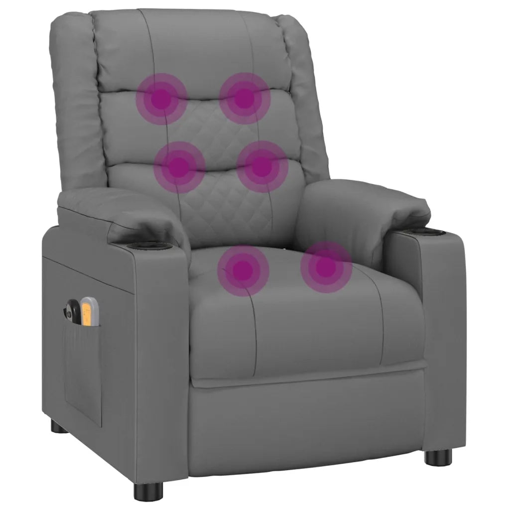 Poltrona Massaggiante Elettrica Grigio Similpelle cod mxl 32093