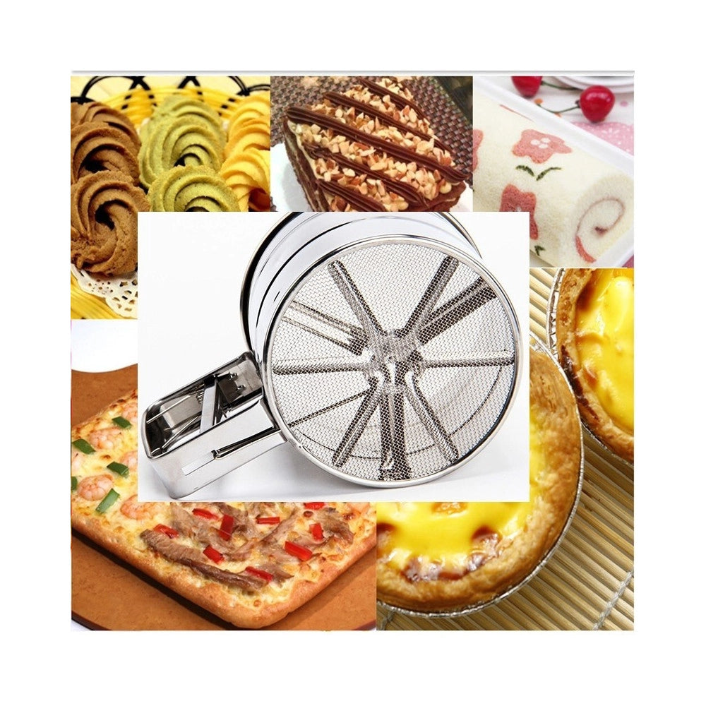 Trade Shop - Setaccio Da Cucina Per Farina E Zucchero A Velo Acciaio Inox Spolverare 250 Gr -