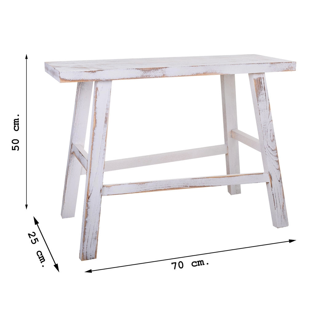 Sgabello in legno bianco 70x25x50h cm