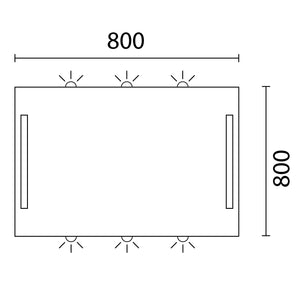 Lineabeta - Specchio LED Art 80x80cm con cornice grigia e luce ambientale