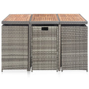 Set da Pranzo da Giardino 11 pz con Cuscini Polyrattan Grigio 46380