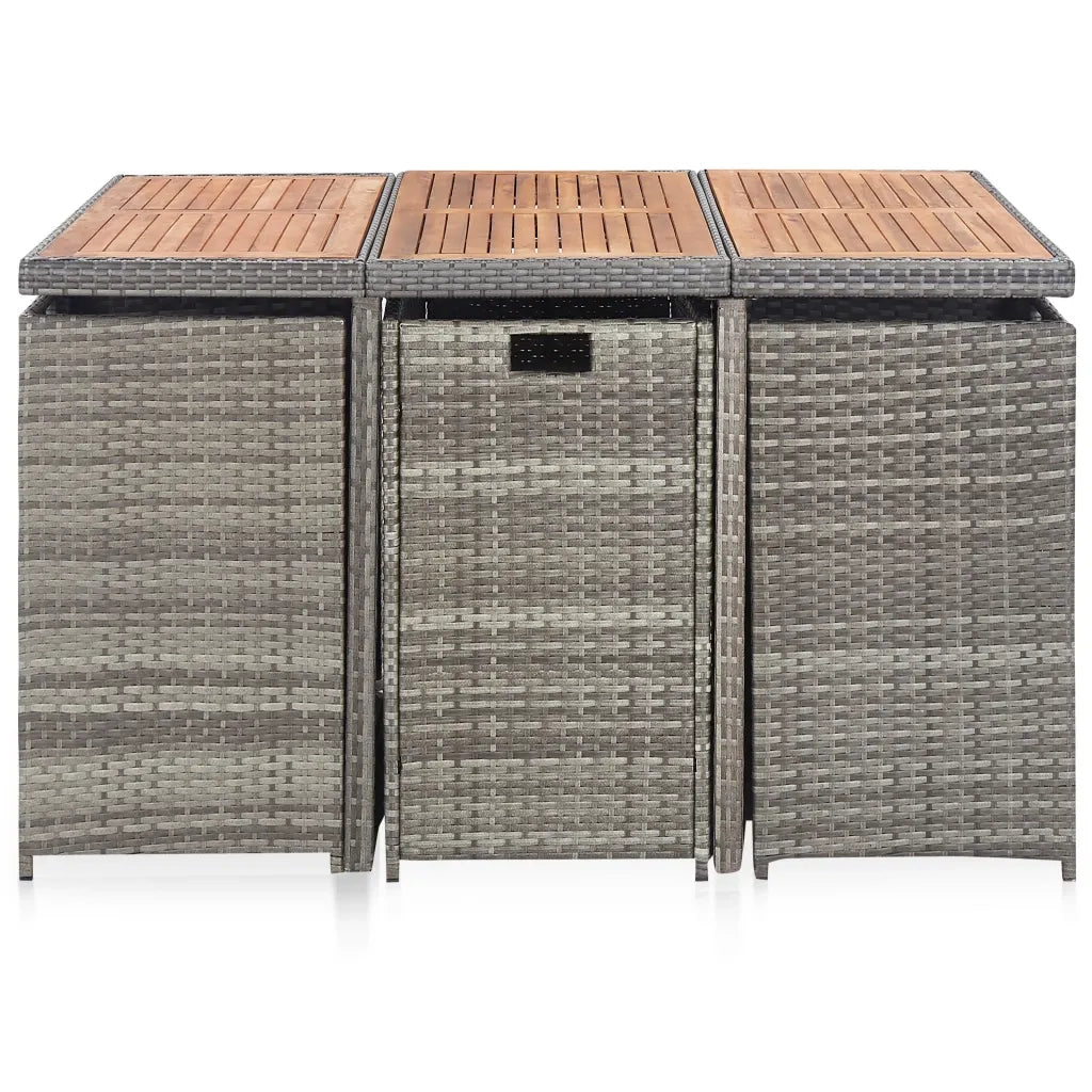 Set da Pranzo da Giardino 11 pz con Cuscini Polyrattan Grigio 46380