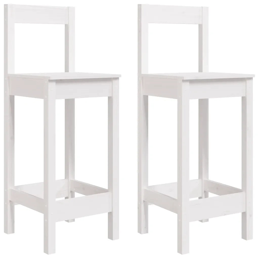 Sedie da Bar 2 pz Bianche 40x41,5x112 cm Legno Massello di Pino