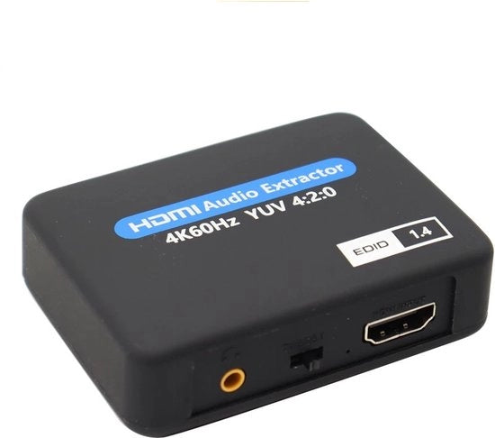 Estensore Audio HDMI 2K/4K - Supporto Toslink (SPDIF) Uscita Audio Optica + 3,5 mm Audio - Incluso Cavo Usb - Nero